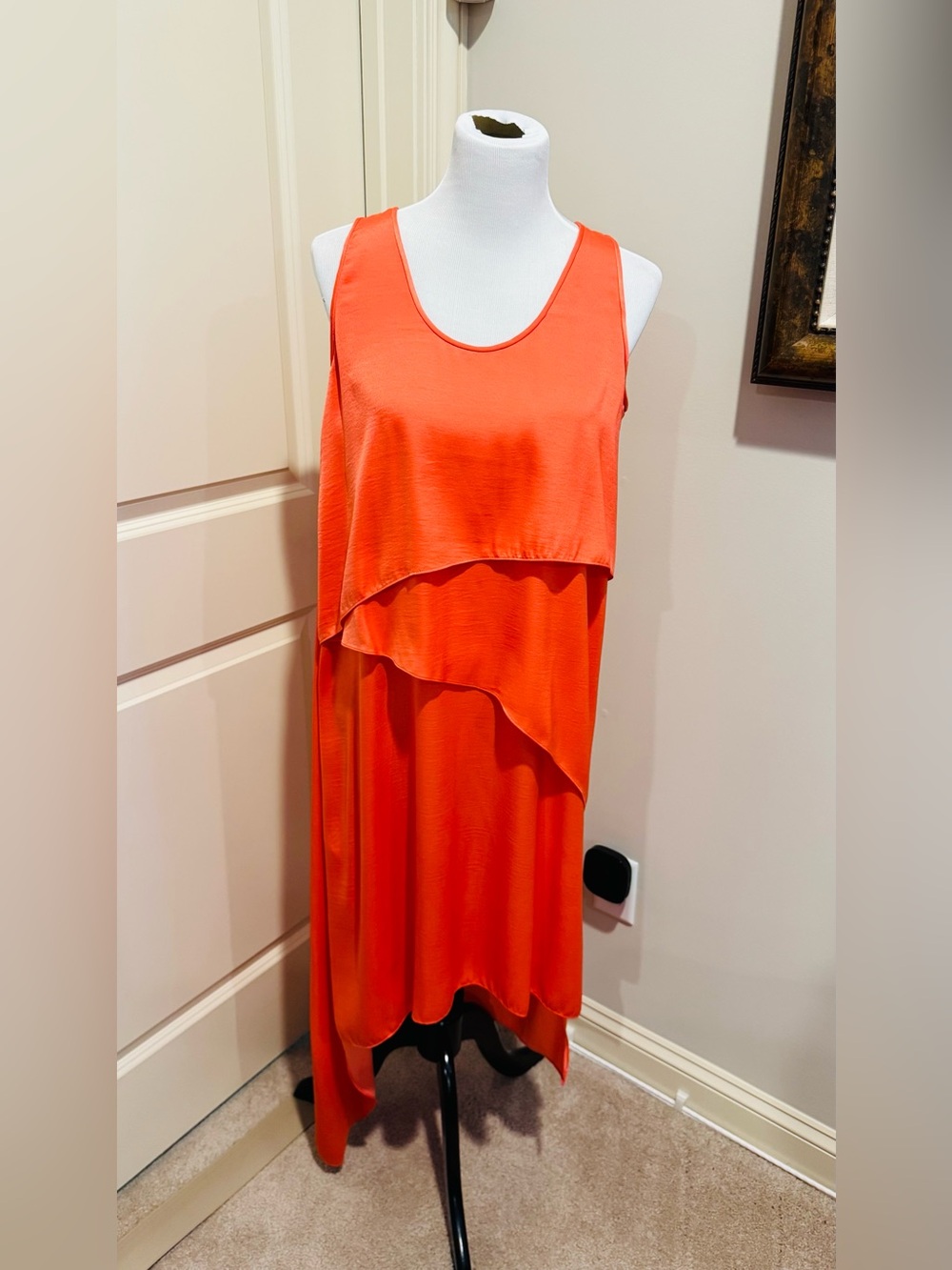 BCBGMaxAzria Orange Asymmetrical Layered Sleeveless Dress